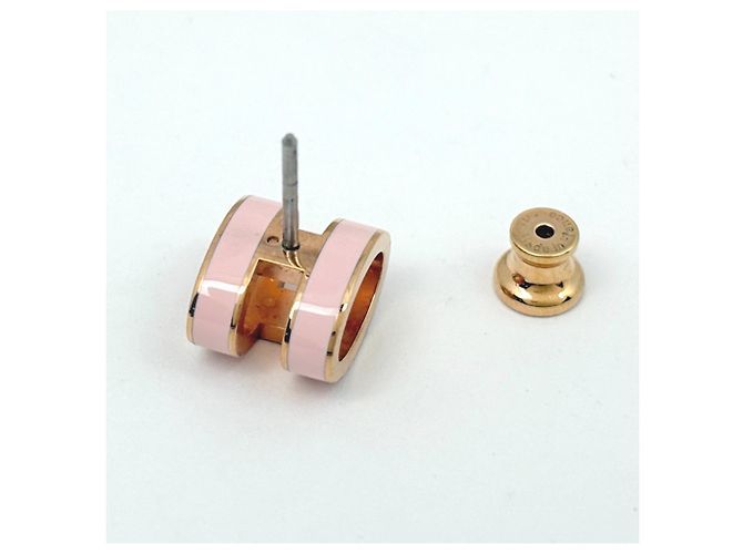 Hermès Pendientes Pop H Hermes en Oro y Rosa Dorado - vista 3