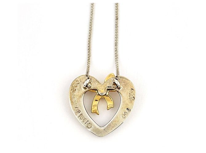 Elsa Peretti Tiffany & Co. Open Heart Ribbon Halskette Silber - Ansicht 2