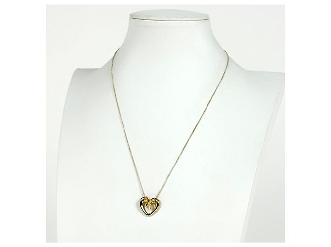 Elsa Peretti Tiffany & Co. Open Heart Ribbon Halskette Silber - Ansicht 4