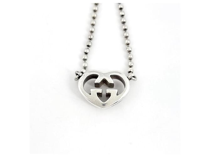 Collana Gucci Interlocking G Heart Argento - vista 2