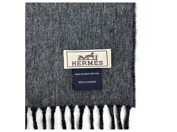 Hermès Stola in cashmere nero Hermes - vista 5