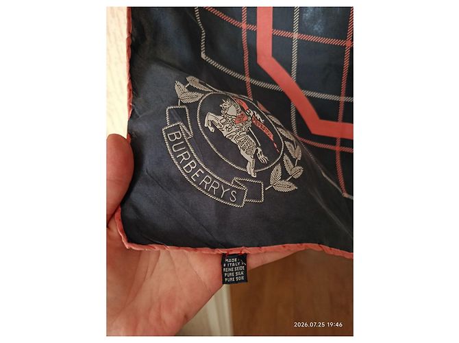 Burberry Seidenschal mit Karomuster Pink Dunkelblau - Ansicht 2