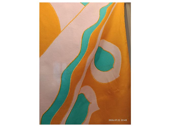 Carré in seta Pierre Cardin Rosa Bianco Arancione Turchese - vista 4