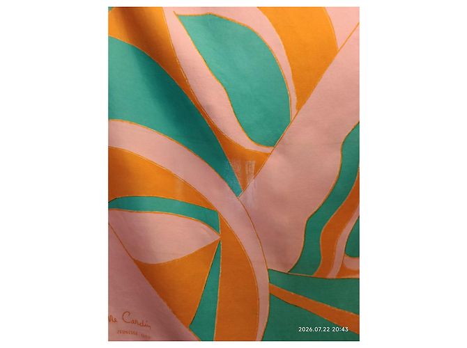 Carré in seta Pierre Cardin Rosa Bianco Arancione Turchese - vista 6