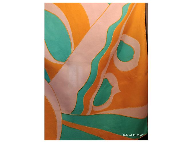 Carré in seta Pierre Cardin Rosa Bianco Arancione Turchese - vista 7