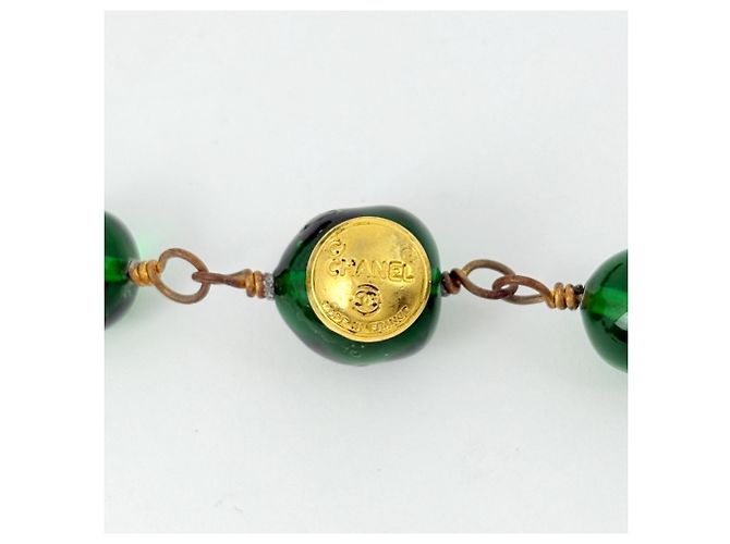 Collar Chanel Oro y Verde Dorado - vista 6