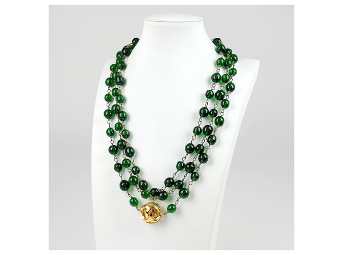 Collar Chanel Oro y Verde Dorado - vista 7