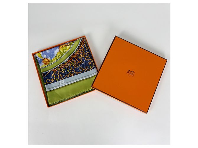 Silk In Hermès Foulard Hermes Carre 90 Multicolore Verde - vista 4
