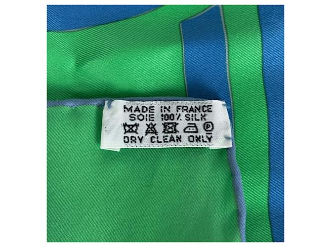 Hermès Sciarpa Hermes Carre 70 Caleche Elastic Blu Verde Giallo - vista 2