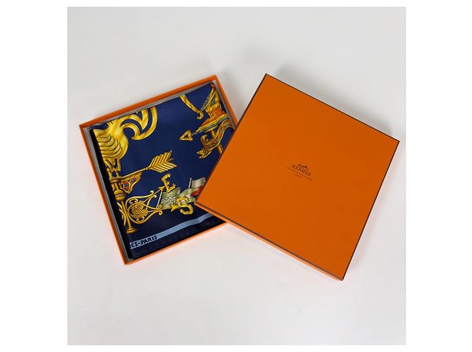 Sciarpa Carré 90 Les Girouettes Hermès Multicolore Blu navy - vista 4