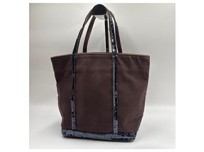 Vanessa Bruno Le Cabas Canvas-Shopper Braun mit Pailletten - Ansicht 13