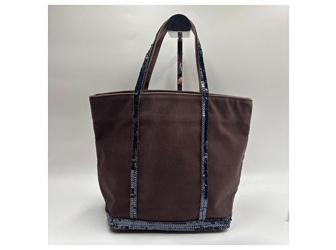 Vanessa Bruno Le Cabas Canvas-Shopper Braun mit Pailletten - Ansicht 2