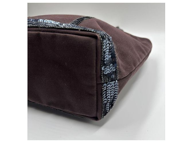 Vanessa Bruno Le Cabas Canvas-Shopper Braun mit Pailletten - Ansicht 8