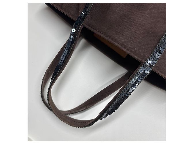 Vanessa Bruno Le Cabas Canvas-Shopper Braun mit Pailletten - Ansicht 9