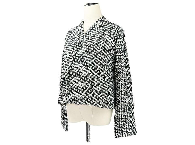Autre Marque Comme des Garcons Houndstooth Wool Cropped Jacket Black White - view 2