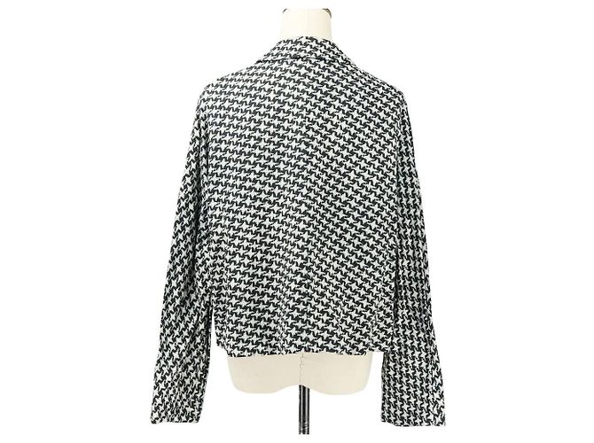 Autre Marque Comme des Garcons Houndstooth Wool Cropped Jacket Black White - view 4