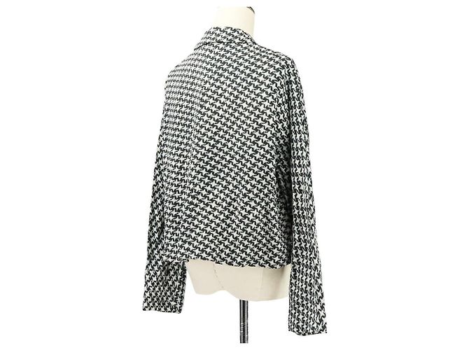 Autre Marque Comme des Garcons Houndstooth Wool Cropped Jacket Black White - view 5