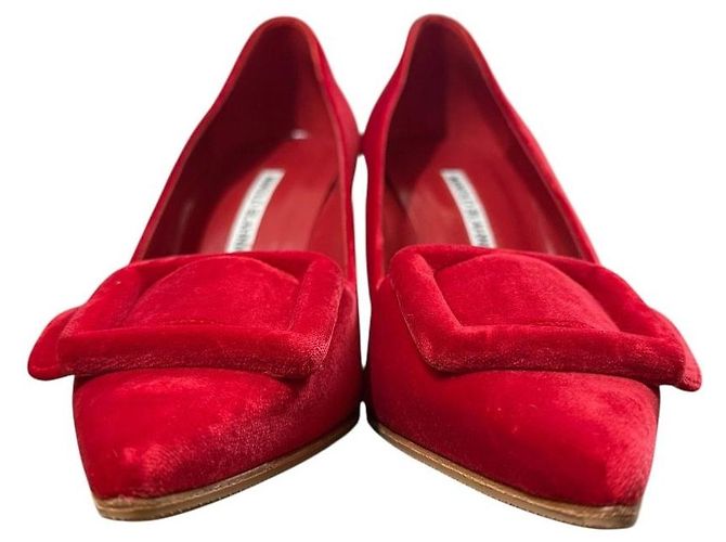 Décolleté Maysale Velour Manolo Blahnik Rosso - vista 2
