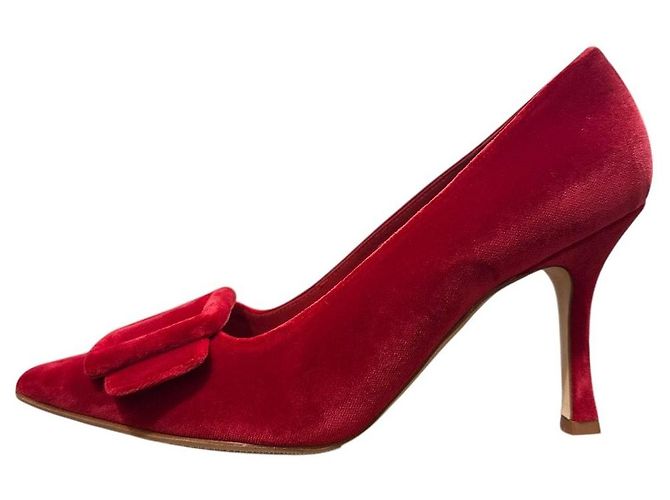 Décolleté Maysale Velour Manolo Blahnik Rosso - vista 4