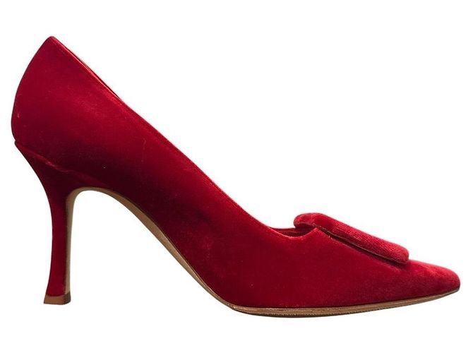 Décolleté Maysale Velour Manolo Blahnik Rosso - vista 5