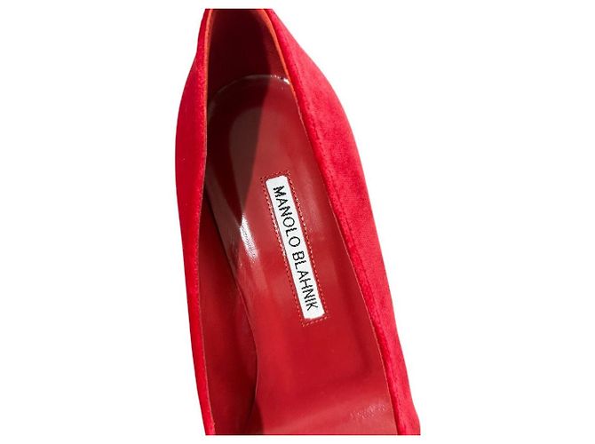 Décolleté Maysale Velour Manolo Blahnik Rosso - vista 8