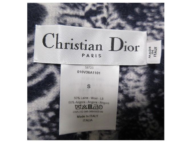 Capa de lana de angora Christian Dior Toile de Jouy Azul Azul marino - vista 10