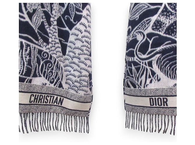 Capa de lana de angora Christian Dior Toile de Jouy Azul Azul marino - vista 3