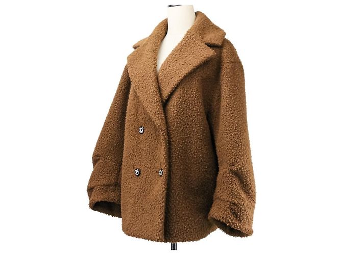 Autre Marque DAISY LIN Fondant Chocolat Shearling Half Coat Castaño - vista 2