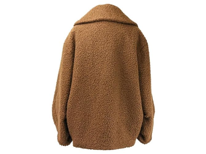 Autre Marque DAISY LIN Fondant Chocolat Shearling Half Coat Castaño - vista 4