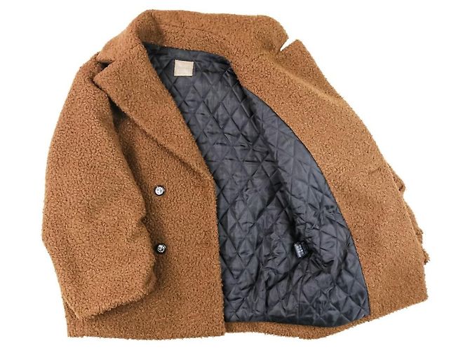 Autre Marque DAISY LIN Fondant Chocolat Shearling Half Coat Castaño - vista 6