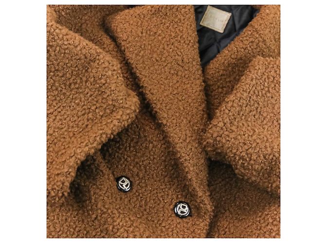 Autre Marque DAISY LIN Fondant Chocolat Shearling Half Coat Castaño - vista 7