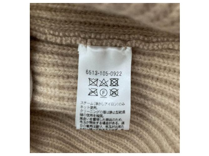 Autre Marque Drawer 9G Strickware aus Wolle mit geripptem Rundhalsausschnitt Beige - Ansicht 5