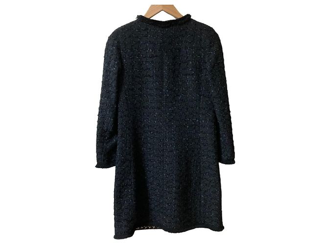 Autre Marque Abrigo largo de tweed sin cuello Edward Achour Paris Negro - vista 2