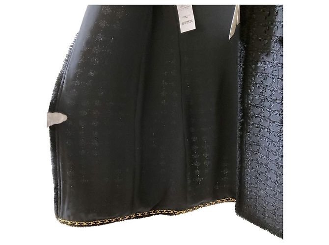 Autre Marque Abrigo largo de tweed sin cuello Edward Achour Paris Negro - vista 6