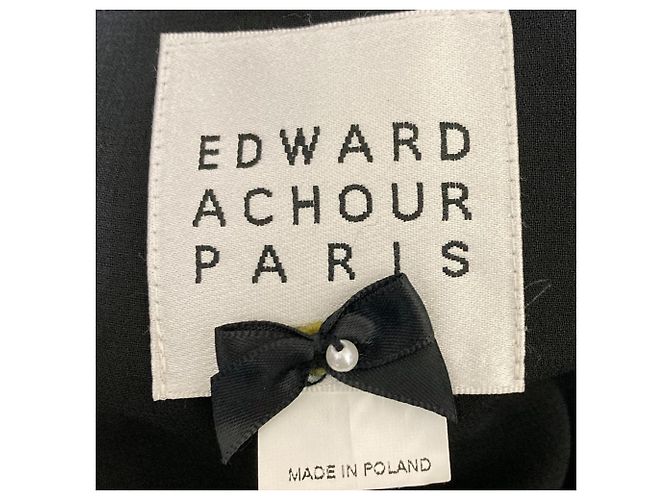 Autre Marque Abrigo largo de tweed sin cuello Edward Achour Paris Negro - vista 7