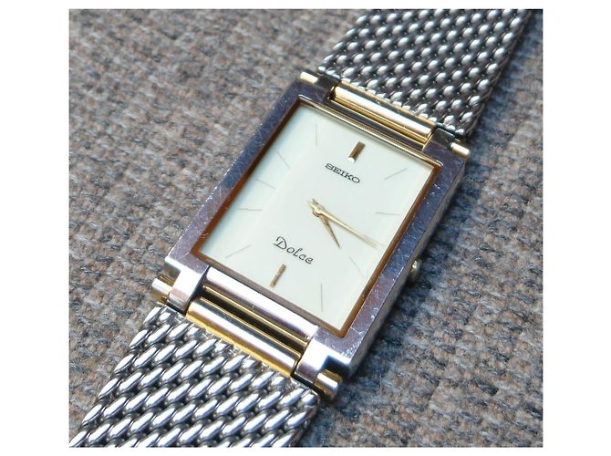 Relógio de quartzo Seiko Dolce ref. 2N20-5010 Branco Dourado - vista 2
