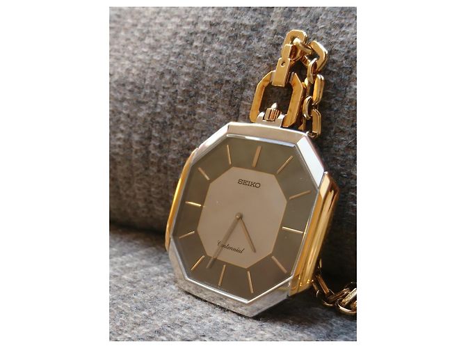 Relógio de bolso a quartzo Seiko Centennial ref. 6730-0210 Prata Dourado - vista 11