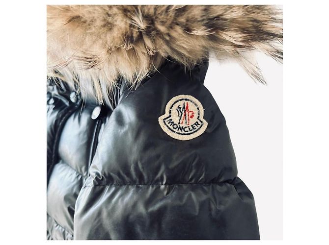 Doudoune Moncler avec capuche bordée de fourrure Gris anthracite - vue 2