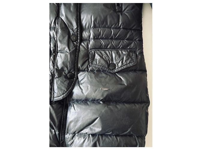 Doudoune Moncler avec capuche bordée de fourrure Gris anthracite - vue 4