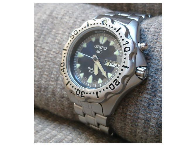 Relógio automático/quartzo Seiko AGS Scuba ref. 5M23-6B40 Azul Hardware prateado - vista 12