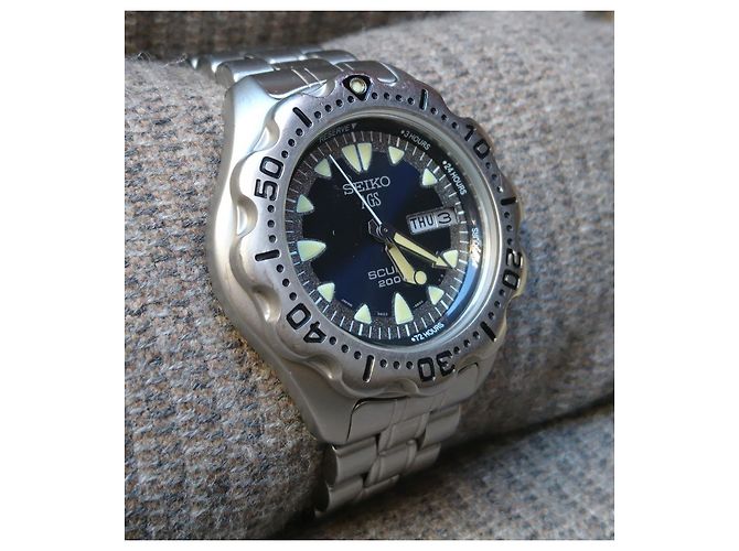 Relógio automático/quartzo Seiko AGS Scuba ref. 5M23-6B40 Azul Hardware prateado - vista 2