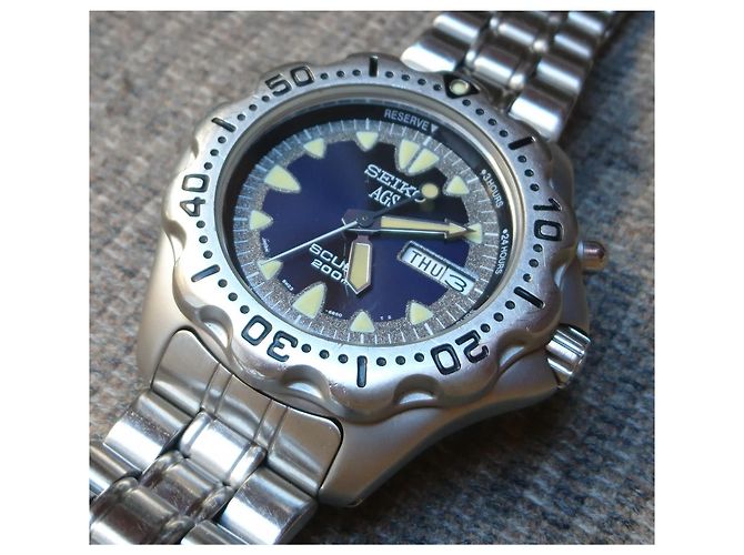Relógio automático/quartzo Seiko AGS Scuba ref. 5M23-6B40 Azul Hardware prateado - vista 3