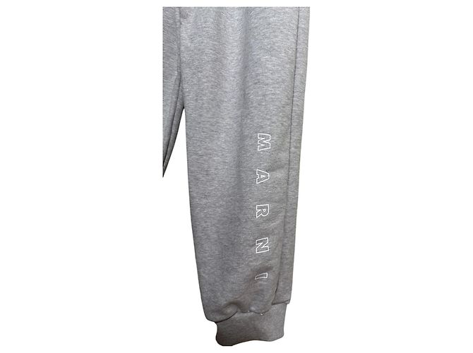 Pantalones de chándal Marni de algodón gris con logo - vista 2