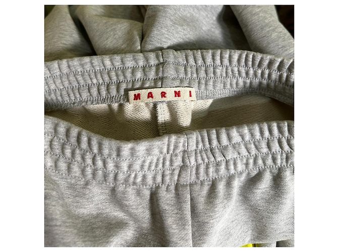 Pantalones de chándal Marni de algodón gris con logo - vista 4