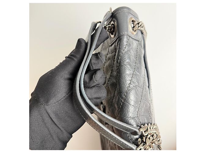 Saint Laurent Borsa Niki Medium in Pelle Grigia Grigio - vista 10