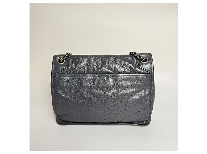 Saint Laurent Borsa Niki Medium in Pelle Grigia Grigio - vista 11
