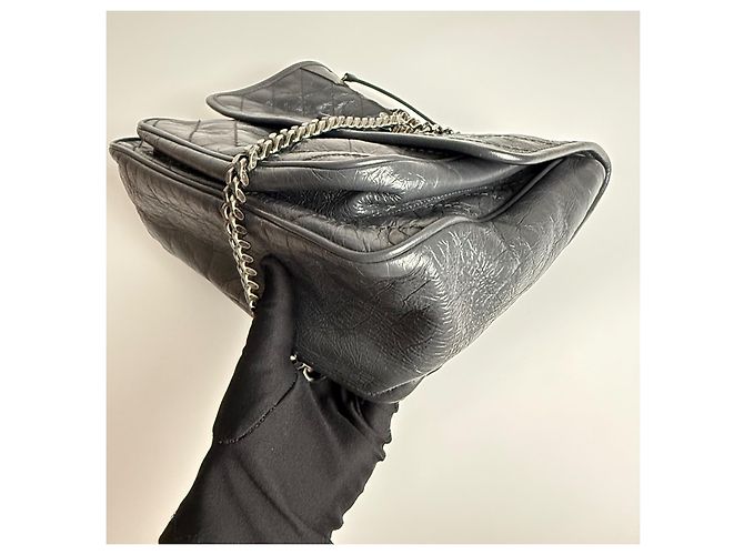 Saint Laurent Borsa Niki Medium in Pelle Grigia Grigio - vista 6