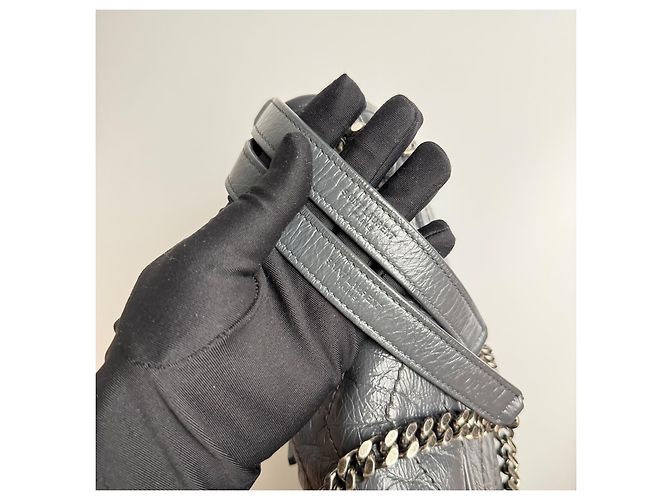 Saint Laurent Borsa Niki Medium in Pelle Grigia Grigio - vista 7