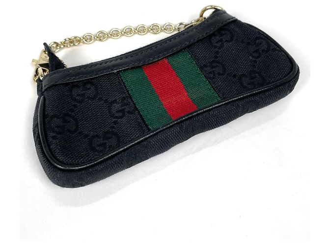 Gucci Horsebit Geldbörse/Münzbeutel Schwarz Rot Grün - Ansicht 2