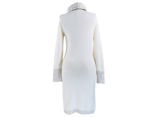 Autre Marque Katia Serafini cremefarbenes Kaschmir-Rollkragenkleid Roh - Ansicht 3